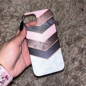 Pink and Marble Chevron iPhone 13 case